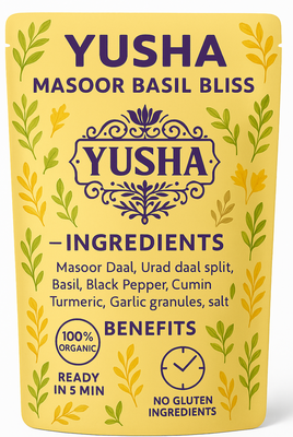 Yusha Masoor Basil Bliss Instant Soup | 40 g Pure Nourishment | UK Origin | Organic Red Lentils & Basil
