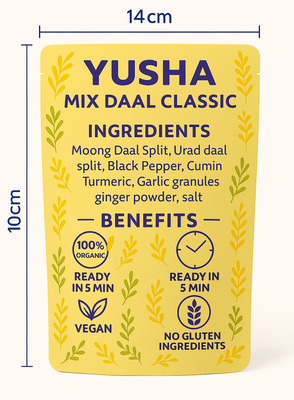 Yusha Mix Daal Harmony Instant Soup | 40 g Pure Nourishment | UK Origin | 100% Organic Multi-Pulse Blend