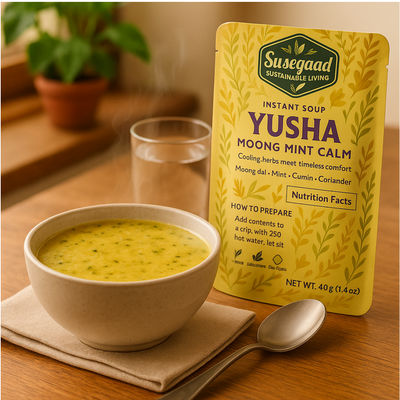 Yusha Moong Mint Calm Instant Soup | 40 g Pure Nourishment | UK Origin | 100% Organic Green Moong